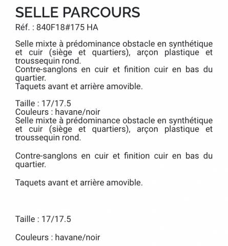 Sella mista Equip'Horse Parcours  17.5" - 2020