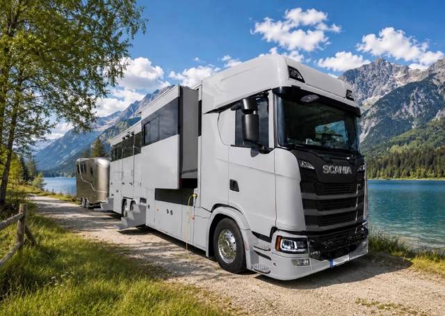 Camion per Cavalli HTI SCANIA S450 HTI PROFESSIONAL DOUBLE POP OUT & POP  2023 Occasione