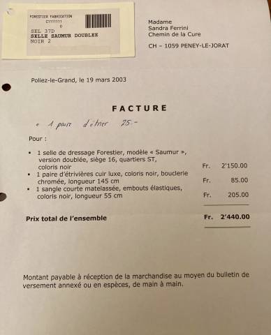 Sella da dressage Forestier  16" - 2003