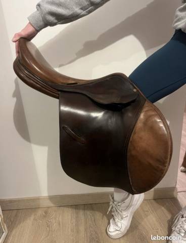 Sella da salto ostacoli Delgrange cuir marron  17.5" - 2012