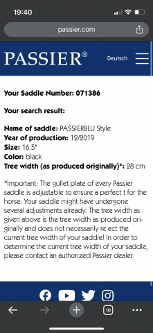 Sella da dressage Passier  16.5" - 2019