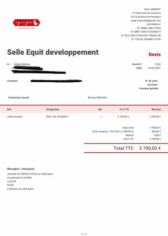 Sella da salto ostacoli Equipe  18" - 2019