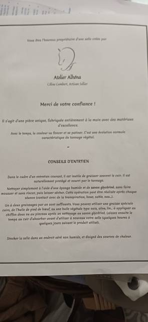 Sella mista  Atelier Alhéna  18.5" - 2021