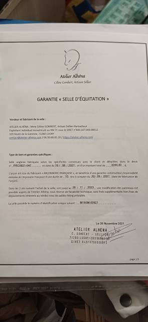 Sella mista  Atelier Alhéna  18.5" - 2021