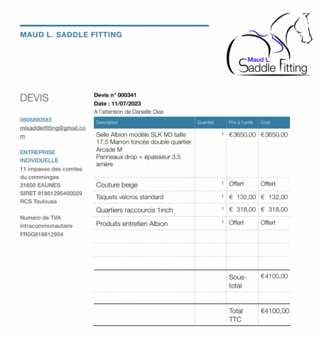 Sella da dressage Albion  17.5" - 2023